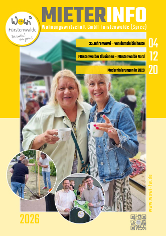 WoWi_MI_2026_Titel Titelseite MieterInfo der WoWi Fürstenwalde, Ausgabe 2026
